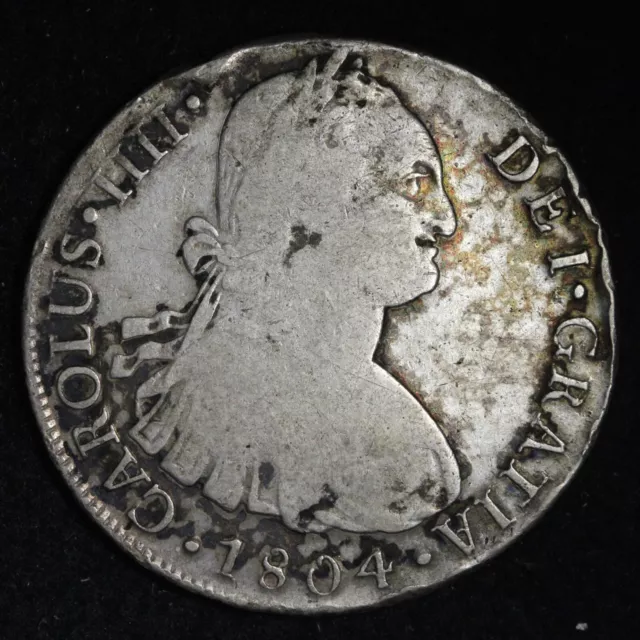 1804 LIMA JP Peru 8 Reales Carolus IIII Neat Silver Coin - FINE E811