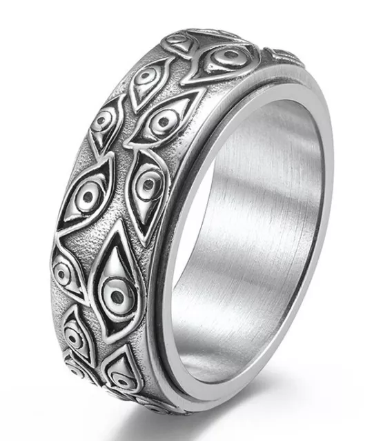 Ring Edelstahl Augen Horusaugen ägyptisch Damen Herren Retro-Style rotierend