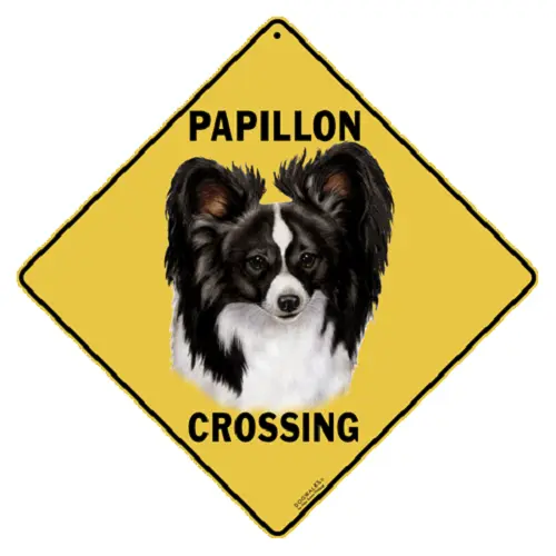 PAPILLON CROSSING Sign 16 1/2 by 16 1/2 NEW decor dogs picture signs animals
