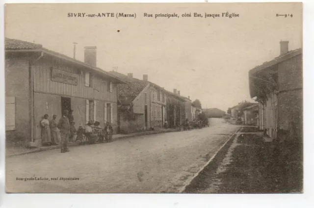 SIVRY SUR ANTE - Marne - CPA 51 - le café restaurant de la rue principale