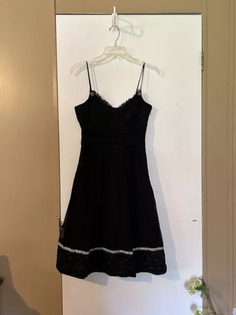 Laundry by Shelli Segal Dress Size 4 Black Ruched Sleeveless Strappy Cocktail