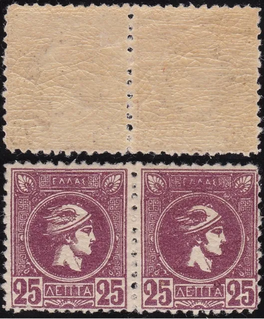 1893 Greece/Grecia, n. 97 25 lepta lilla coppia orizzontale MLH/MNH */**