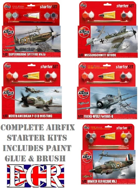 Kit De Démarrage Airfix Iconic Avion 1/72 Ensemble Brosse Colle Avion 4 Peinture Acrylique