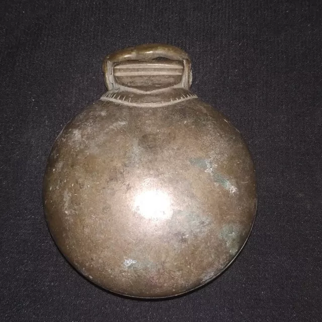 Antique Indian Brass Flat Round Shape Container Betel Lime Box Collectible Rare