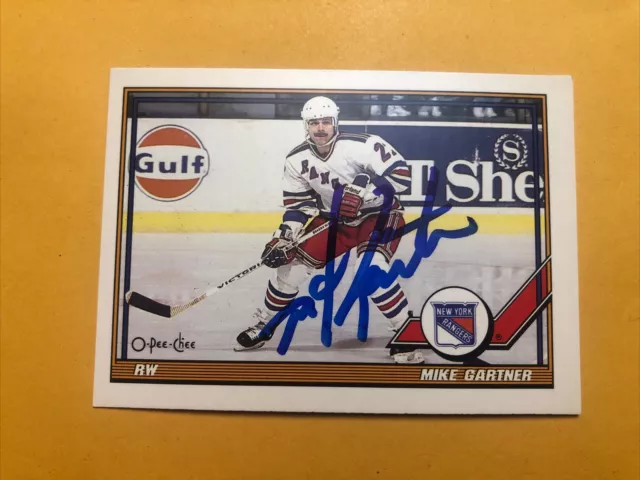 MIKE GARTNER Signed Autographed New York Rangers Card