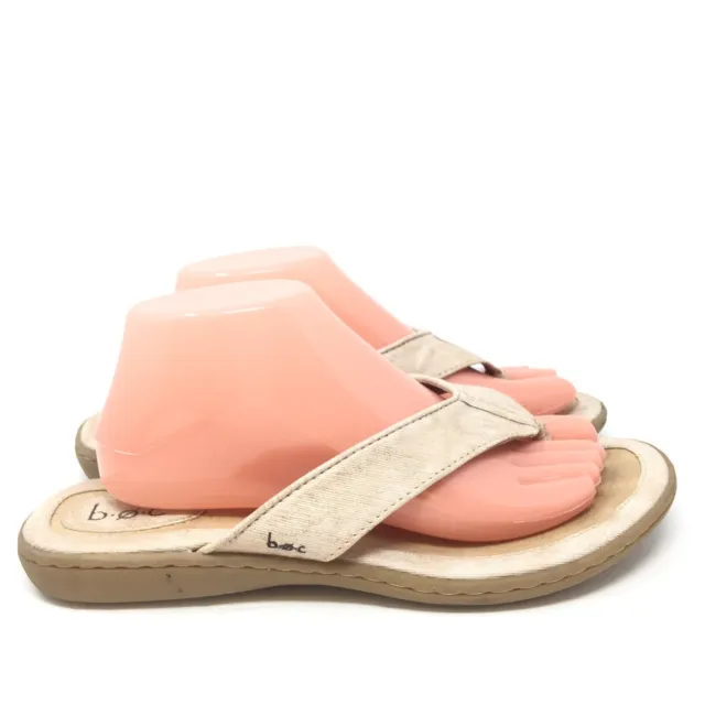 BOC Womens Thong Sandal Flip Flop Slide Vegan Leather Beige Gold Size 10