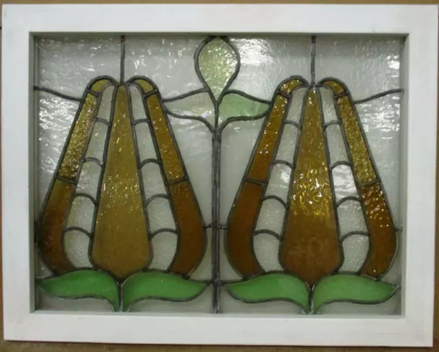 MIDSIZE OLD ENGLISH LEADED STAINED GLASS WINDOW. Abstract Design 26.75" x 21"