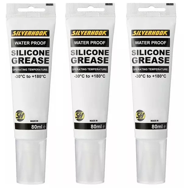 3 x Silverhook Silicone Grease Water Proof Multi Purpose Lubricant - 80ml