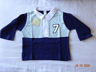 Boys Girls Number 7 Navy Blue Rugby T-Shirt Top Baby Toddler 6-12-18-23 Months