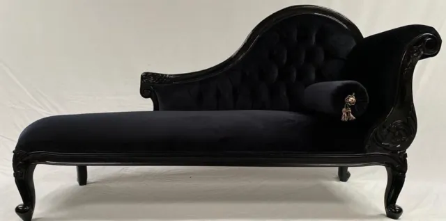 Ex Display  Unused Chelsea Chaise Longue Sofa Ornate Contemporary Black Buttons 