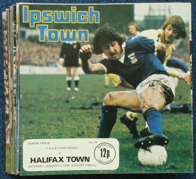 IPSWICH TOWN 1975/ 1976 Season - Complete set of home football programmes
