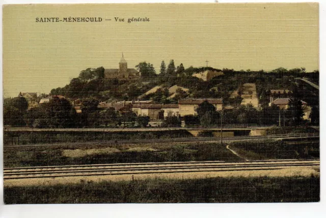 SAINTE MENEHOULD - Marne - CPA 51 - carte toilée couleur vue generale
