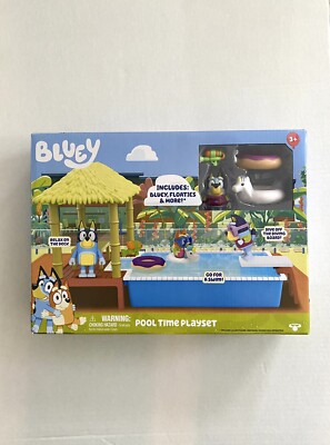 Bluey Pool Time Fun Playset – Figura De Bluey En Traje De Baño Con Piscina, Trampolín Y 4 Accesorios – Juguete Inspirado En El Episodio 'The Pool'