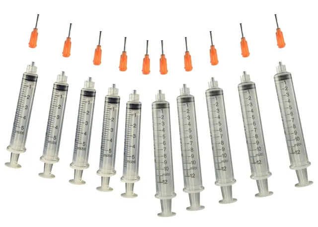 Precision Applicator 5 &10cc Syringe w/15 Gauge Orange Tip -Glue, Henna -10 Pack