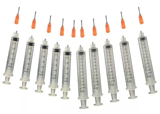 Precision Applicator 5 &10cc Syringe w/15 Gauge Orange Tip -Glue, Henna -10 Pack