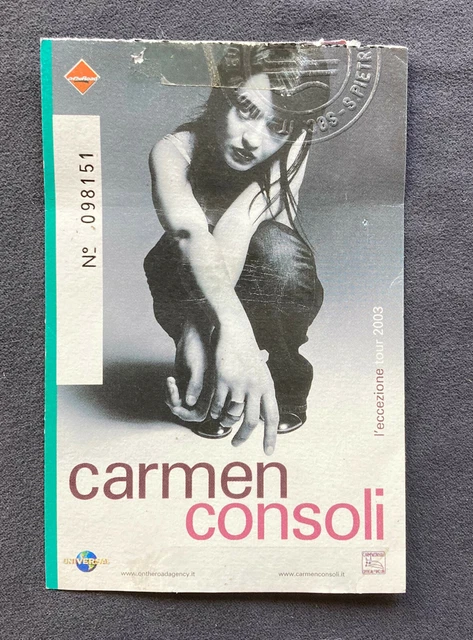 Vintage Biglietto ticket CARMEN CONSOLI Roma Stadio Olimpico 2003 Eccezione Tour