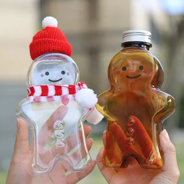 Cute Gingerbread Man Drinking Cup Shaker Drink Bottle Milk Tea Water Bot-EL