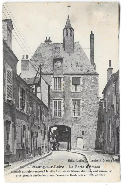 Meung-sur-Loire 45 La Porte d'Amont CPA animée écrite à Mr Lardui d'Orléans 1927