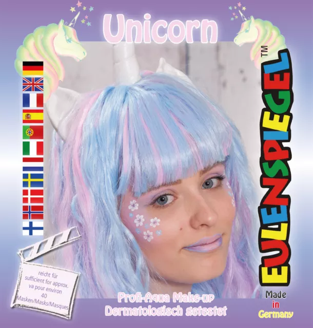 Eulenspiegel Set Tema Unicorn, Schmink-Set Con Schmink-Anleitung Y 1 Pincel