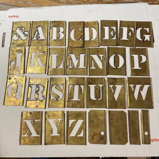 Lote antiguo de iniciales de letras caligrafía con monograma plantillas cobre metal