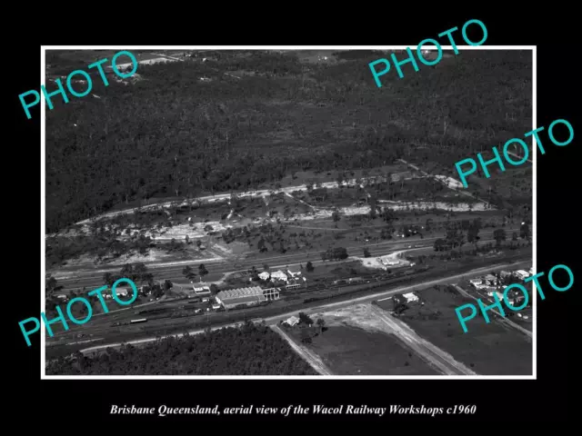 OLD LARGE HISTORIC PHOTO OF BRISBANE QUEENSLAND THE WACOL RAILWAY SHOPS c1960