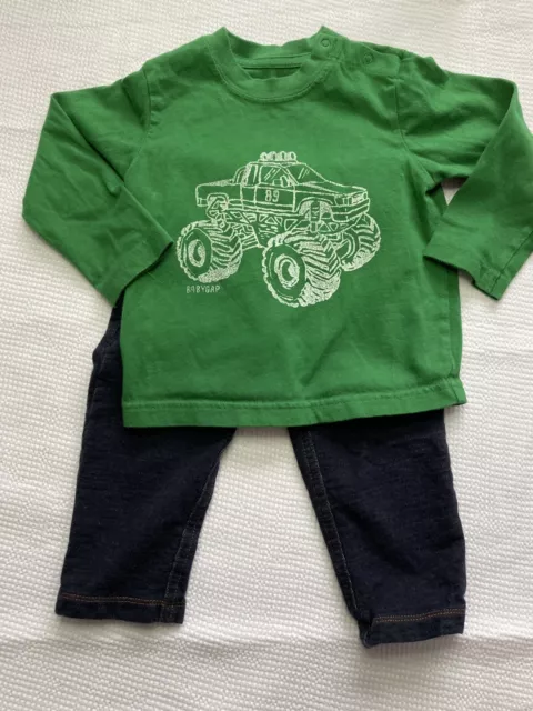 Baby Gap Infant Boy Green Long Sleeve T Shirt And Blue Carter Jeggings 18 Months