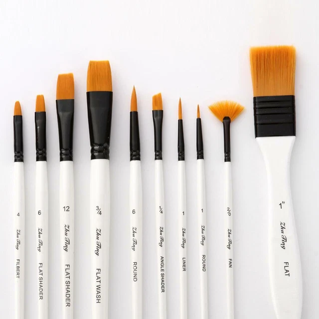 10 Pezzi Pennelli Artistici Professionali per Pittura a Olio di Acrilico di 5