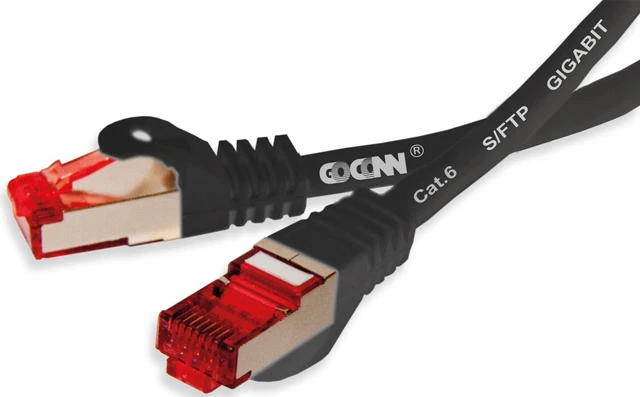 GoConn Patchkabel Cat6 20m schwarz Rastnasenschutz S/FTP PiMF 250MHz 2xgeschirmt