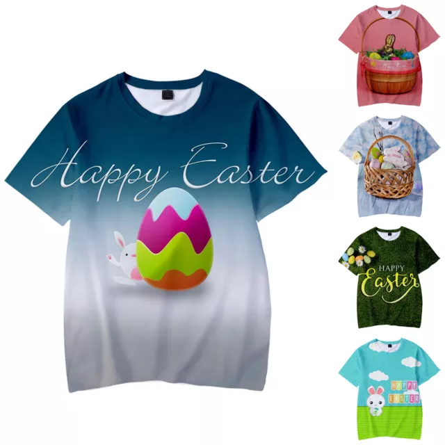 Summer Kids 3D Digital Printed Short Sleeve T Shirt Easter Eggs For Boy And