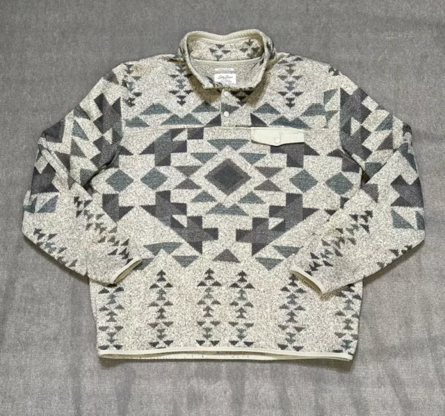 LUCKY BRAND PULLOVER Sweater Mens XXL Shearless Fleece 1/4 Snap Grey Green  Aztec $12.08 - PicClick