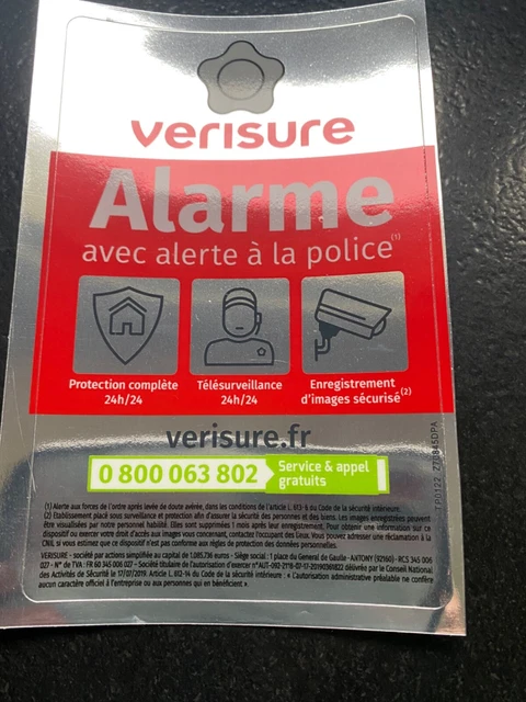 Autocollant Verisure Original 15x9.5cm - Modèle 2025 - Extérieur/Intérieur