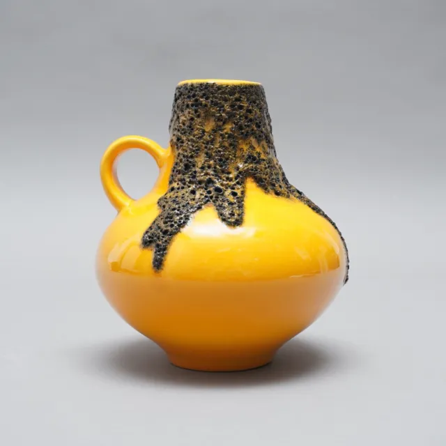 70s Fat Lava Mug Vase Yellow Handle Vase Fohr Ceramics
