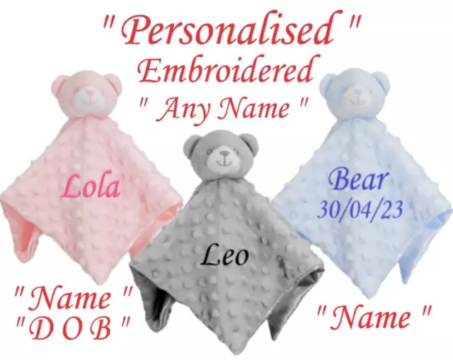 Personalised Baby Comforter Blanket Security Blanket Teddy Bear Baby gift Babies