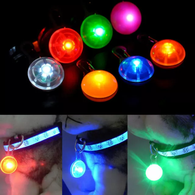 Safety Pet Cat Dog Puppy LED Flashing Collar Tag Clip Buckle Night Light Pendant