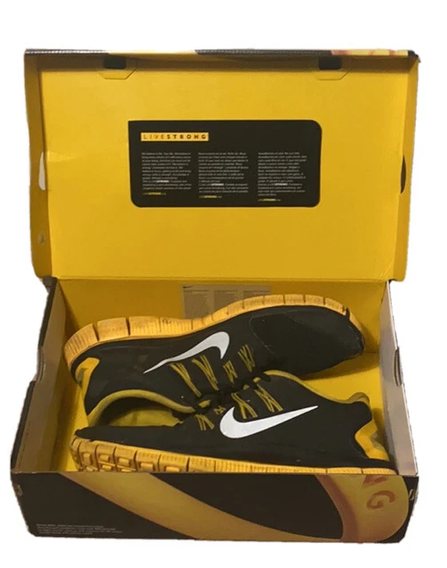 NIKE FREE 5.0 LIVESTRONG homme taille 13 US EN BOITE noir jaune