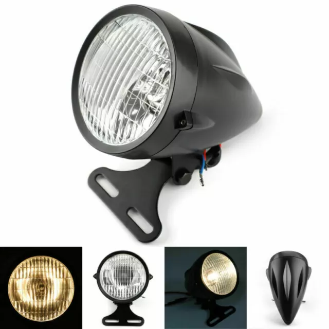 4 3/4" Anteriore Faro Protezione Cover Griglia Per Chopper Bobber Custom Nero L3