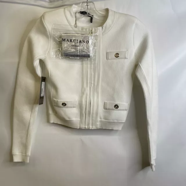 MARCIANO BY GUESS Gio Zip Sweater Jacket Women's Size M Pale Pearl