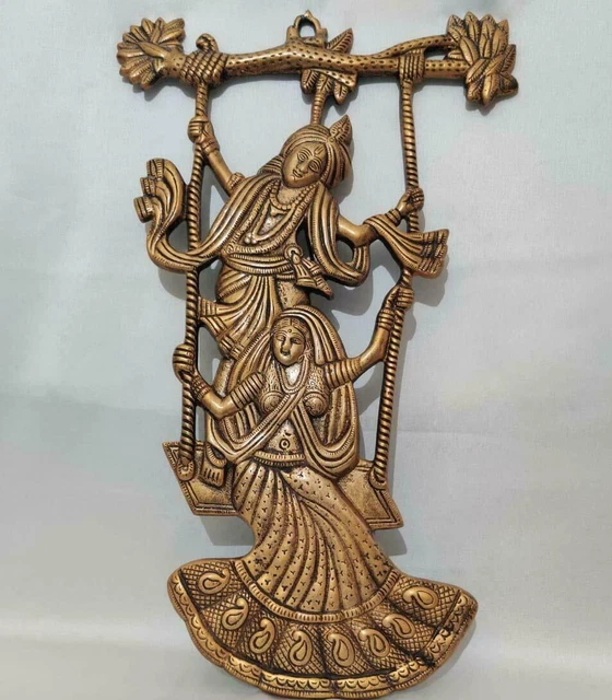 METAL RADHA KRISHNA Swing Wall Decor Figurine Statue Idol £163.84