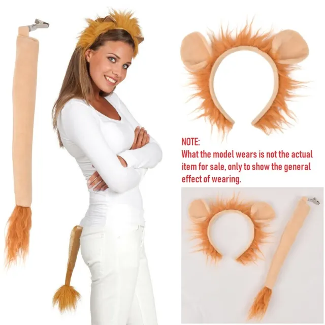 Lion Ears Headband And Tail Set Adult And Child Fancy Dress Costume Accessory