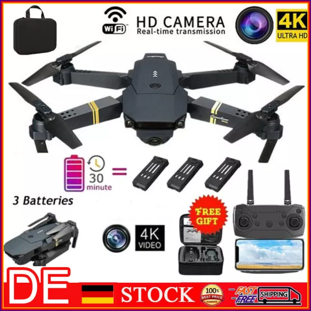 Drone Plegable 4K WIFI FPV RC Drone con HD Doble Cámara Mini Cuadricóptero Con 3Baterías