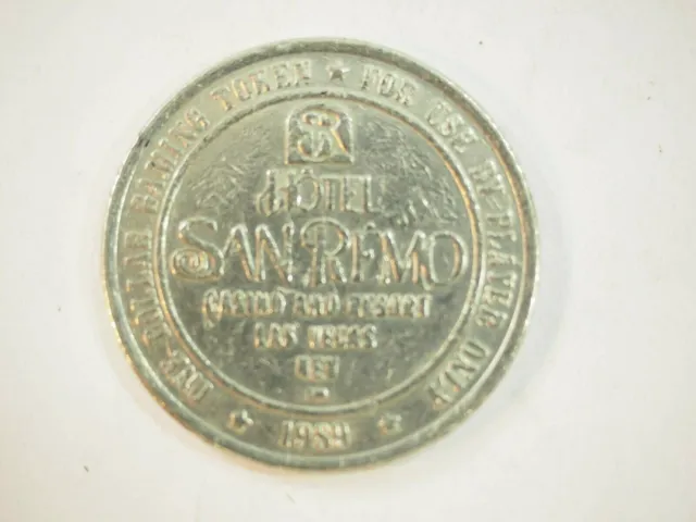 Vintage San Remo Hotel & Casino Las Vegas $1 Gambling Token