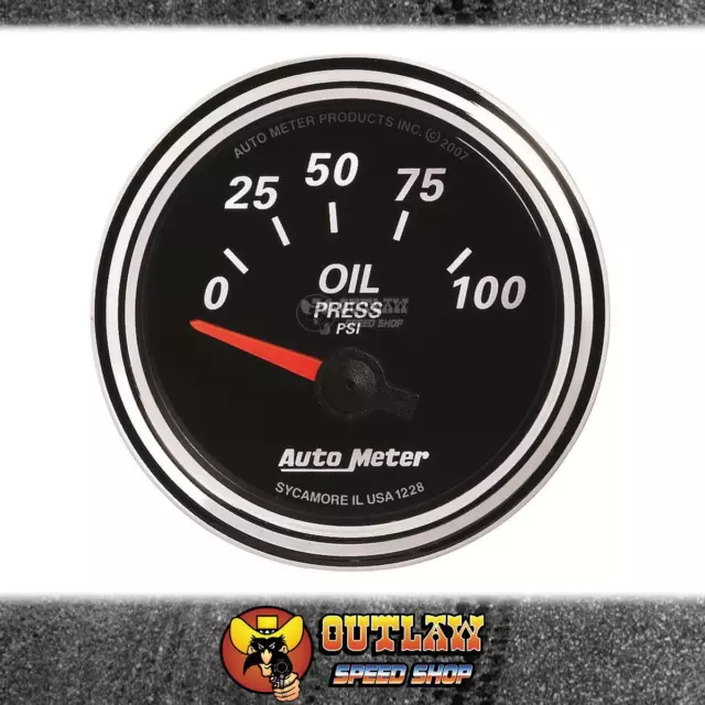 Autometer Oil Pressure Gauge 2-1/16" 0-100 Psi Designer Black Ii - Au1228