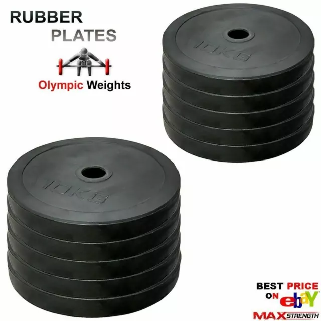 Weightlifting 2" Rubber Olympic Disc 5cm Weights Plates Powerlifting Bar Gym
