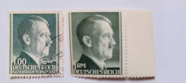 Briefmarken Deutsches Reich 1941 Adolf Hitler 2x 1 RM postfrisch + gestempelt