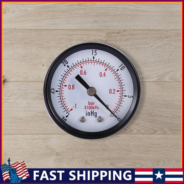DRY UTILITY VACUUM Pressure Gauge Blk.Steel 1/4 Center Back 30HG/0PSI