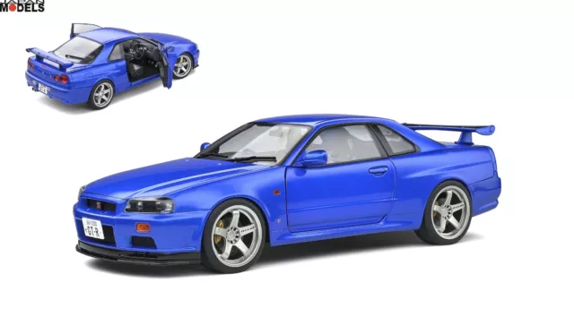 NISSAN SKYLINE (R34) GT-R BAYSIDE BLUE Solido Die Cast 1/18 S1804306 New Nuovo