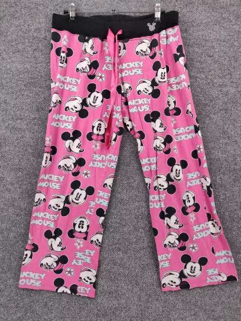 Disney Pajama Pants Womens M Medium Pink Mickey Mouse Minnie Mouse Sleepwear