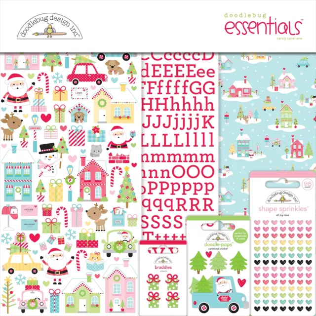 Kit de páginas Doodlebug Essentials 12""X12"" - carril de caña de caramelo