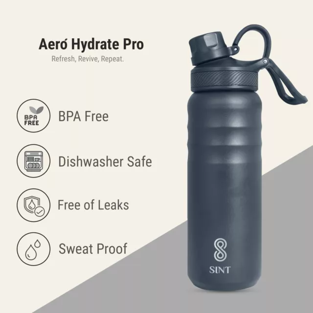 Sports Bottle With Double Lid 24 Oz Leak Proof - Stainless Steel Gym & Sports... 3