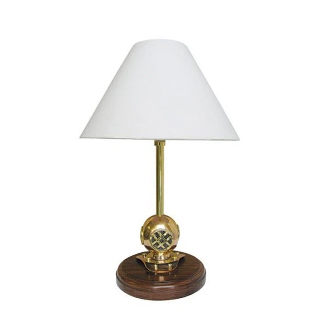 Taucherhelm Lampe, Maritime Tisch Lampe mit Taucherhelm und Schirm 39 cm